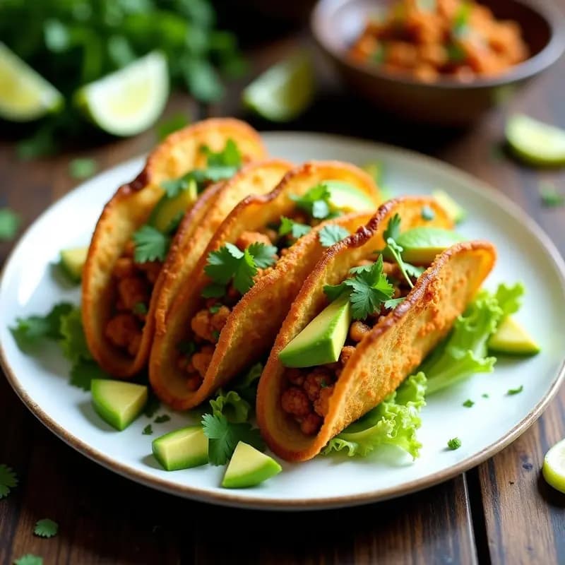 Tacos Dorados de Coliflor con Picadillo de Soja: Receta Vegana Crujiente y Sin Frito