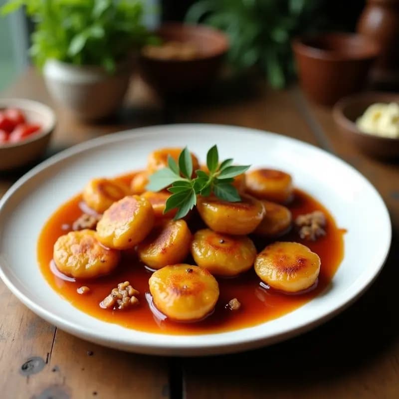 Plato blanco rústico con tanquillas de cazón en adobo doradas y crujientes, dispuestas en círculo sobre papel absorbente, acompañadas de rodajas de limón y un pequeño bol con adobo. Fondo borroso de cocina tradicional andaluza.