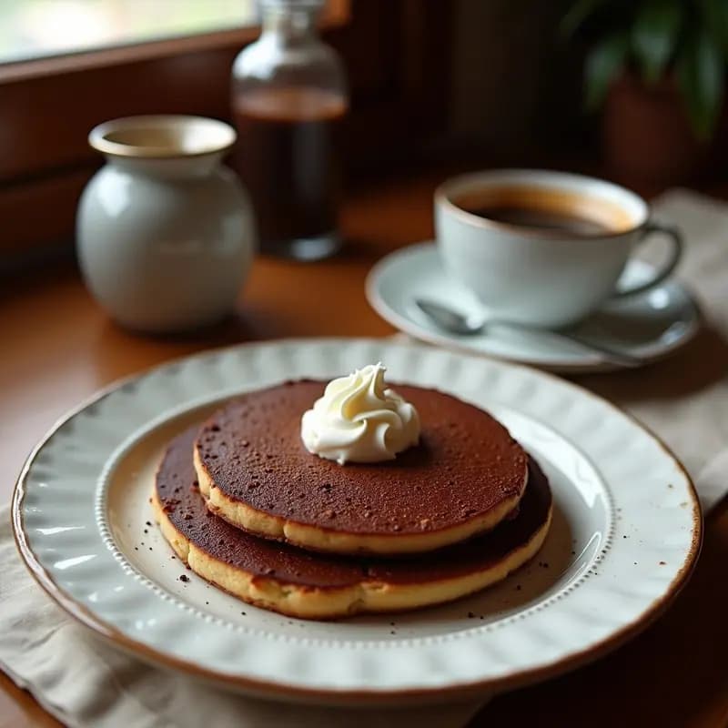 Tarros de vidrio transparente llenos de capas de bizcocho de café, crema de mascarpone y cacao, y galletas de avena trituradas, coronados con almendras fileteadas. Receta de tarros mágicos de café moka.