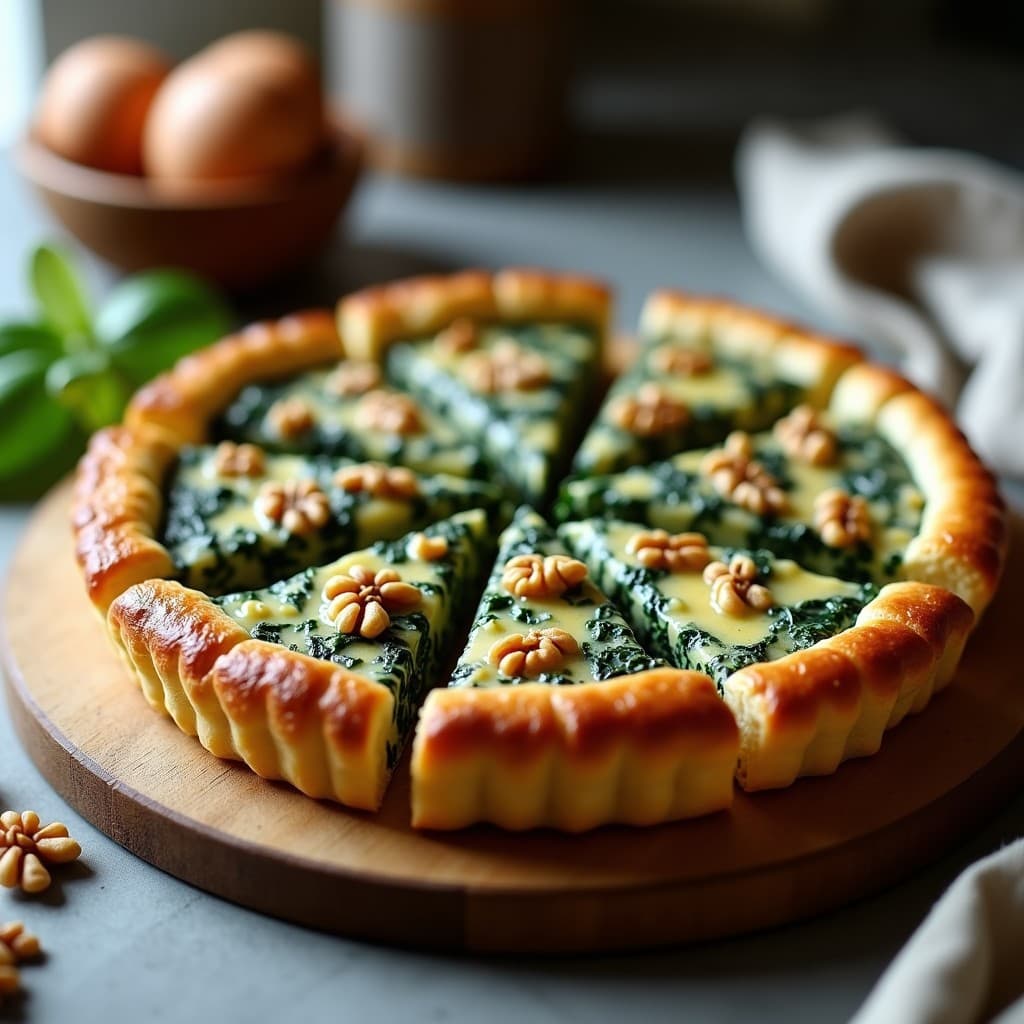 Tarta Salada de Espinacas y Queso Azul: Receta con Nueces en 30 Minutos