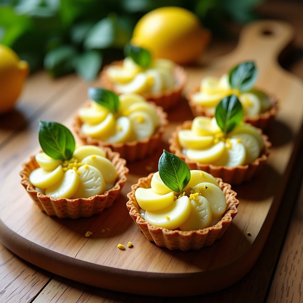 Tartaletas veganas gourmet con base dorada de semillas de girasol y lino, rellenas de crema de queso de anacardos blanco y coronadas con cuartos de alcachofa dispuestos en forma de flor, bañadas con vinagreta de limón verde y decoradas con hojas de albahaca fresca.