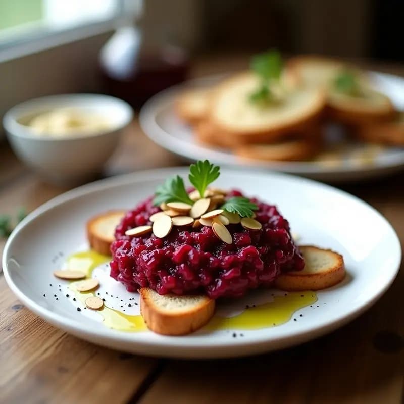 Tartar de Remolacha Roja y Cebolla Morada: Receta Vegana Gourmet en 15 Minutos