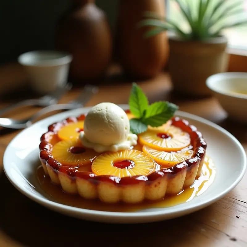 Tarte Tatin de Piña Caramelizada: Postre Francés Sin Gluten en Sartén