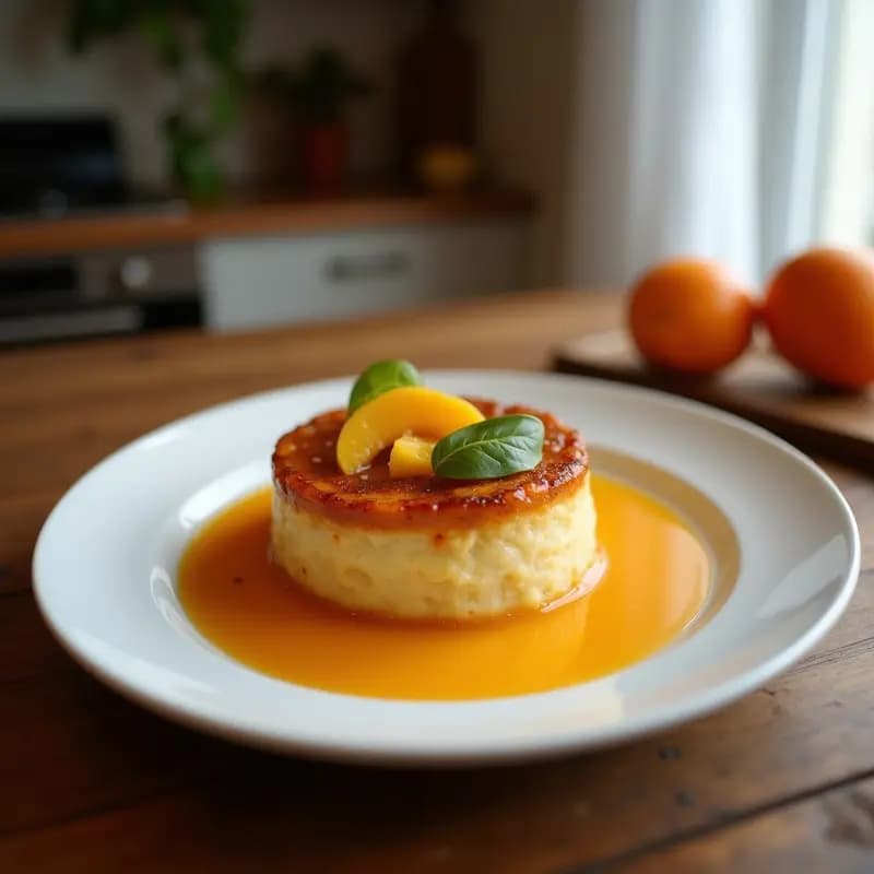 Tatin de manzana y canela sin mantequilla servido en plato blanco, con caramelo de dátil brillante, gajos de manzana dorados y masa crujiente de avena. Postre francés saludable y vegano.