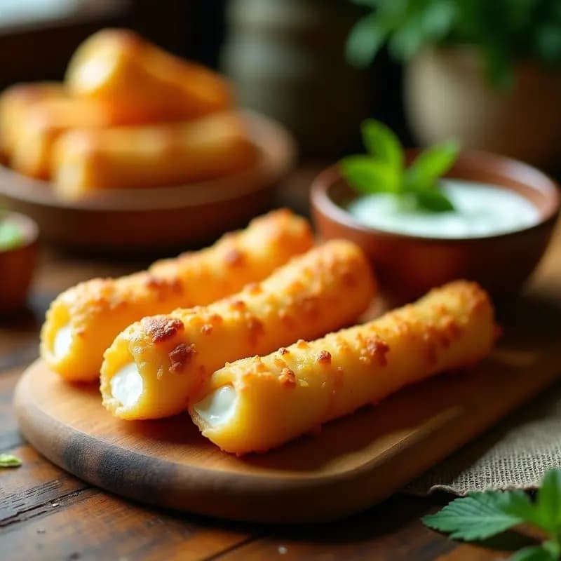 Bandeja de horno con tequeños de queso con masa de harina de yuca dorados y crujientes, servidos sobre papel de horno, con queso derretido asomando por los extremos. Receta tradicional venezolana horneada.