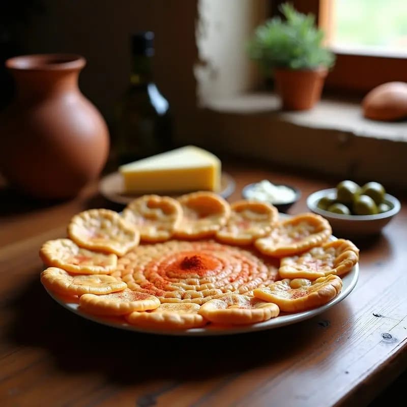 Tortas de chicharrones extremeñas doradas y crujientes sobre papel absorbente, receta tradicional de pan de matanza.