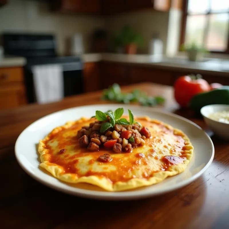 Tortilla de colación andaluza dorada y jugosa, cortada en porciones, con trocitos de atún y pimientos verdes fritos visibles en su interior. Servida en un plato de barro rústico con un fondo de cocina tradicional.