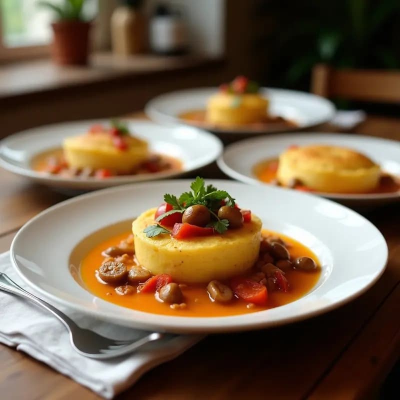 Tortilla de pringá dorada y esponjosa en sartén antiadherente, con trozos de chorizo, morcilla y patata, servida con perejil fresco. Receta tradicional andaluza con sobras de cocido.