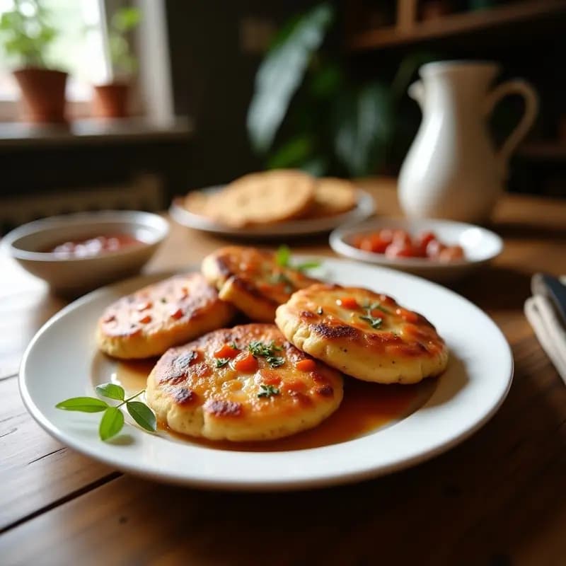 Tortitas doradas de espárragos trigueros y jamón serrano en molde de silicona, con textura esponjosa y trozos de espárrago y jamón visibles en la superficie.