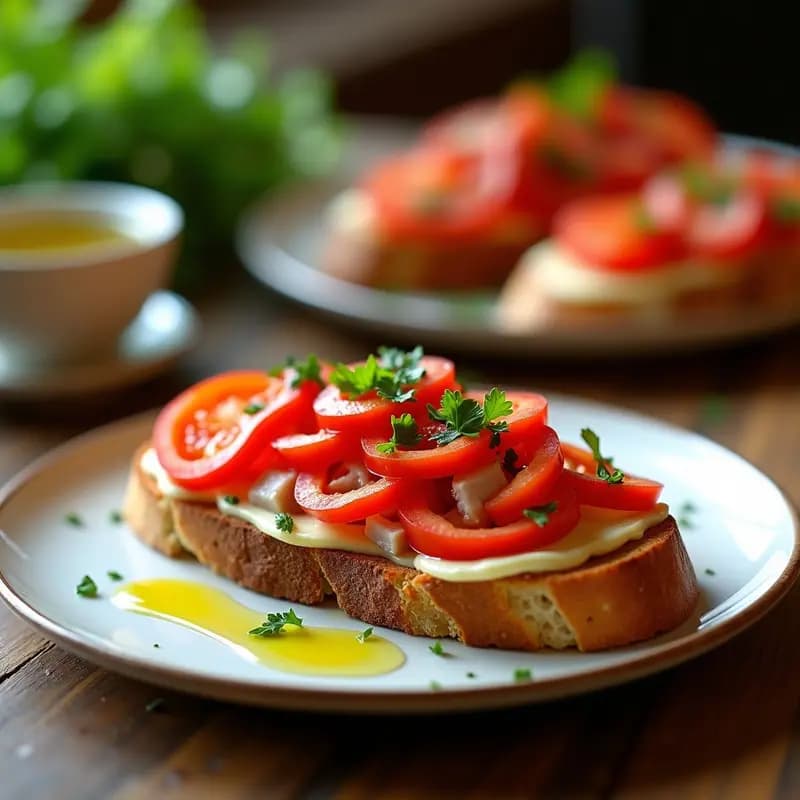 Tosta de Pan con Tomate, Atún y Pimientos Asados: Tapa Catalana en 5 Minutos