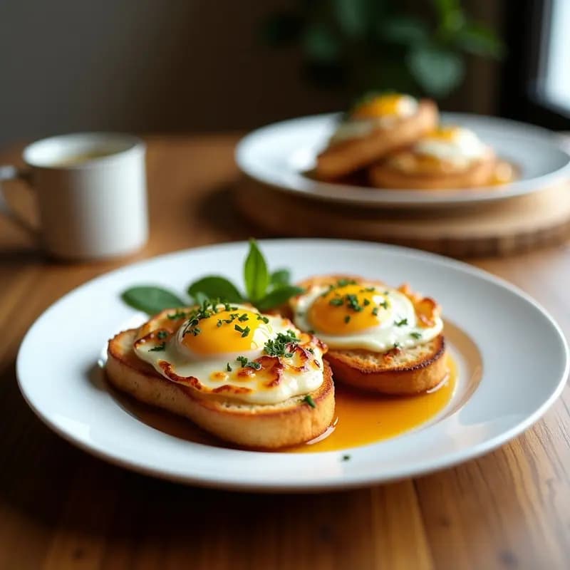 Plato blanco con tostadas doradas de pan de barra, rociadas con aceite de oliva virgen extra y espolvoreadas con azúcar blanco, desayuno andaluz tradicional rápido y energético.