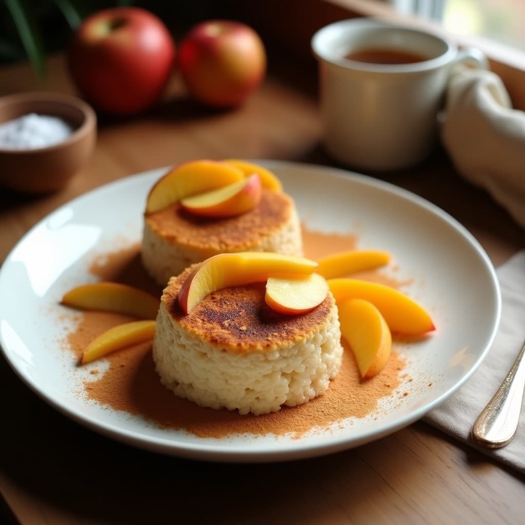 Avena horneada con manzana y canela en un plato, lista para ser disfrutada, receta saludable y fácil