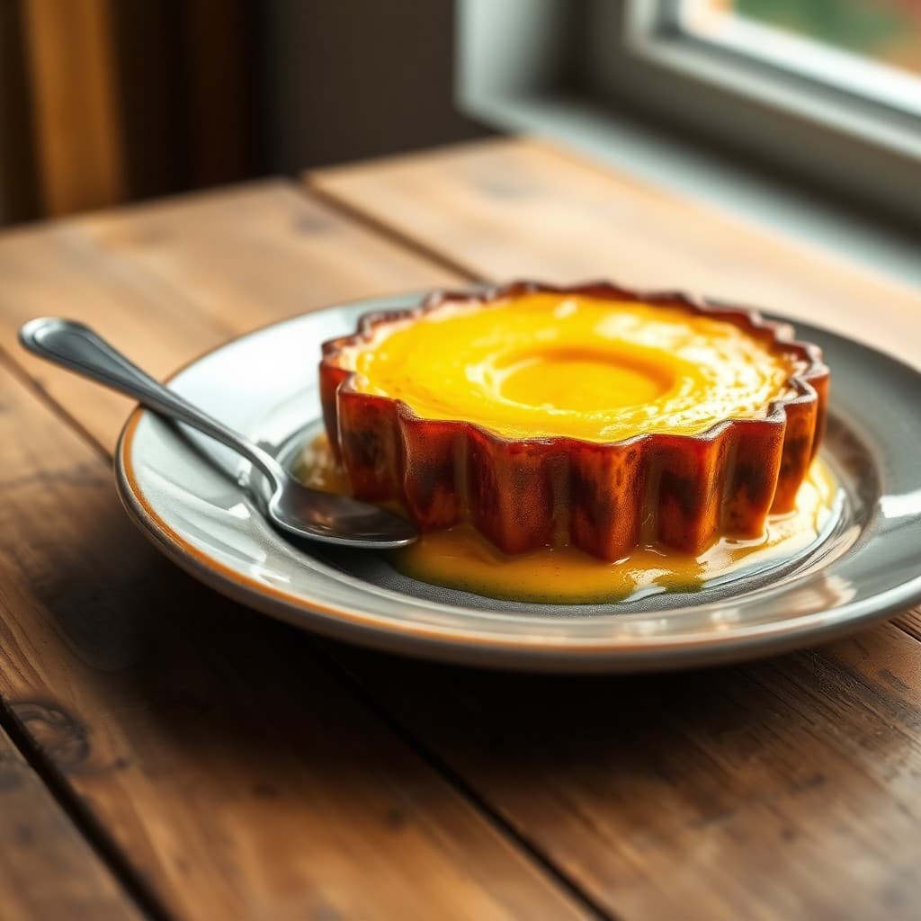 Crema de calabaza asada al horno en un tazón, con una cucharada de queso crema y un toque de nuez moscada, lista para ser disfrutada