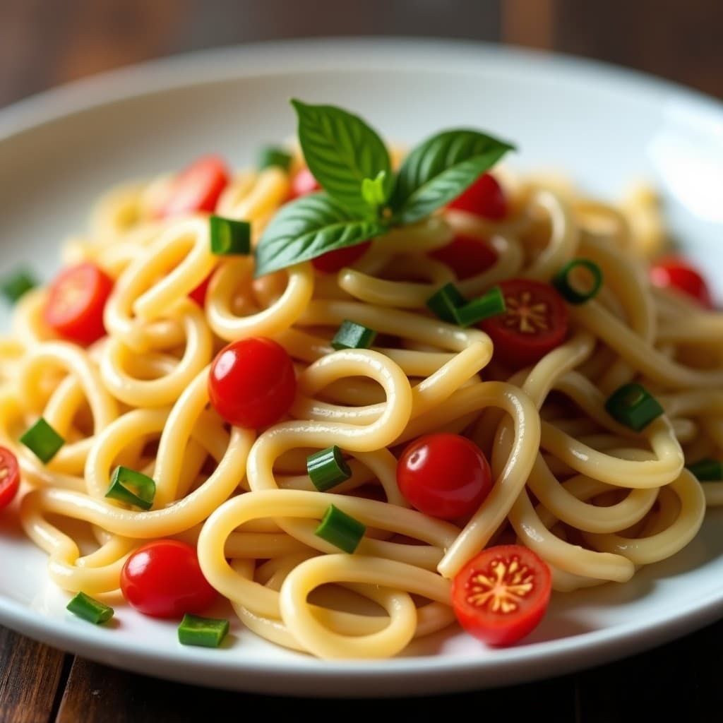 Ensalada de pasta fría con atún, tomates cherry y maíz dulce, lista para servir en un día de verano