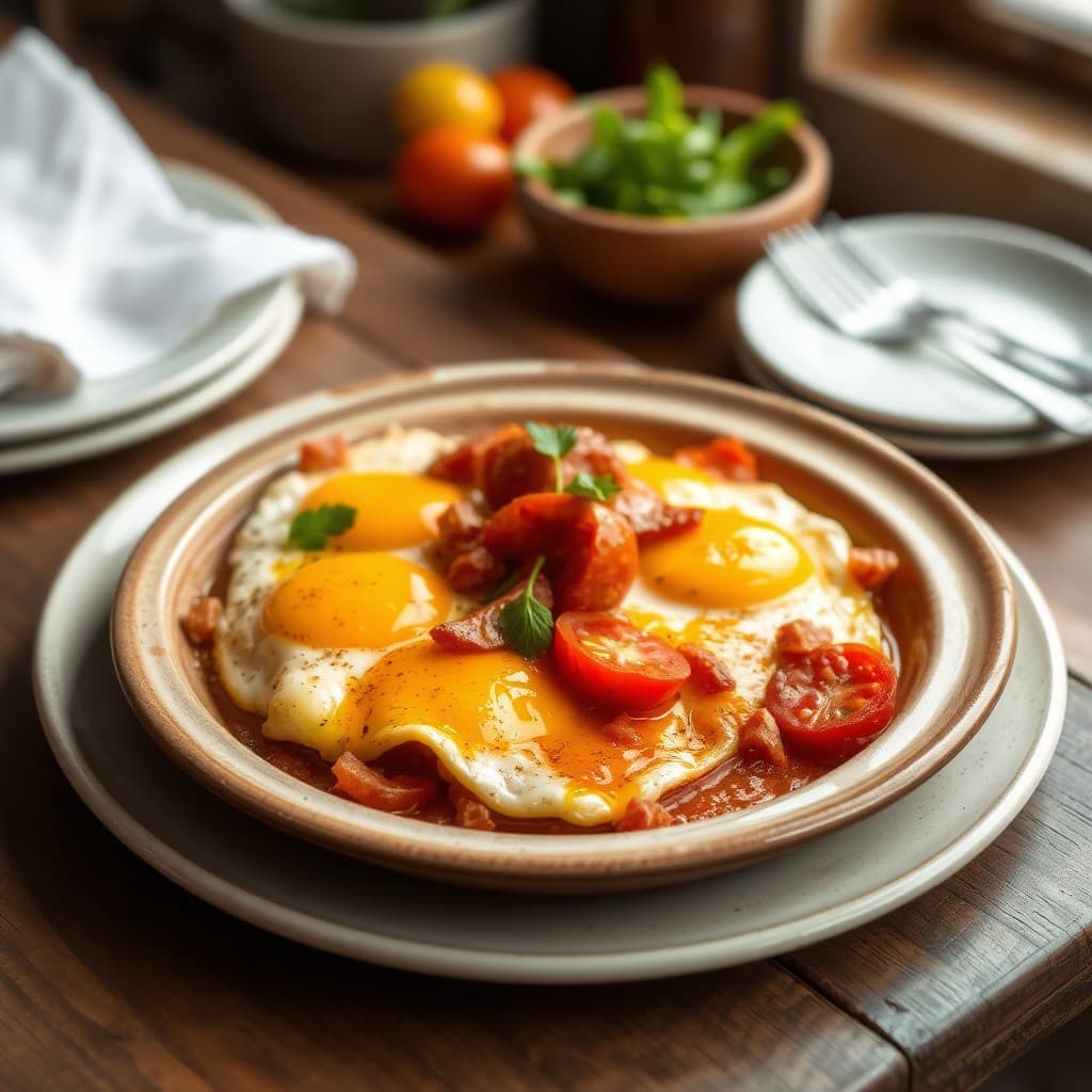 Huevos al Plato con Chorizo