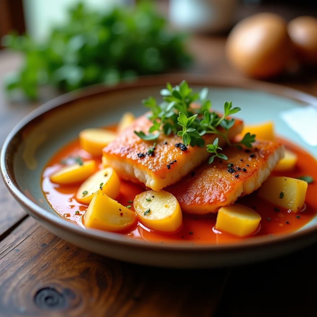 Marmitako de Bonito vasco con patatas y pescado en una olla, receta tradicional y auténtica