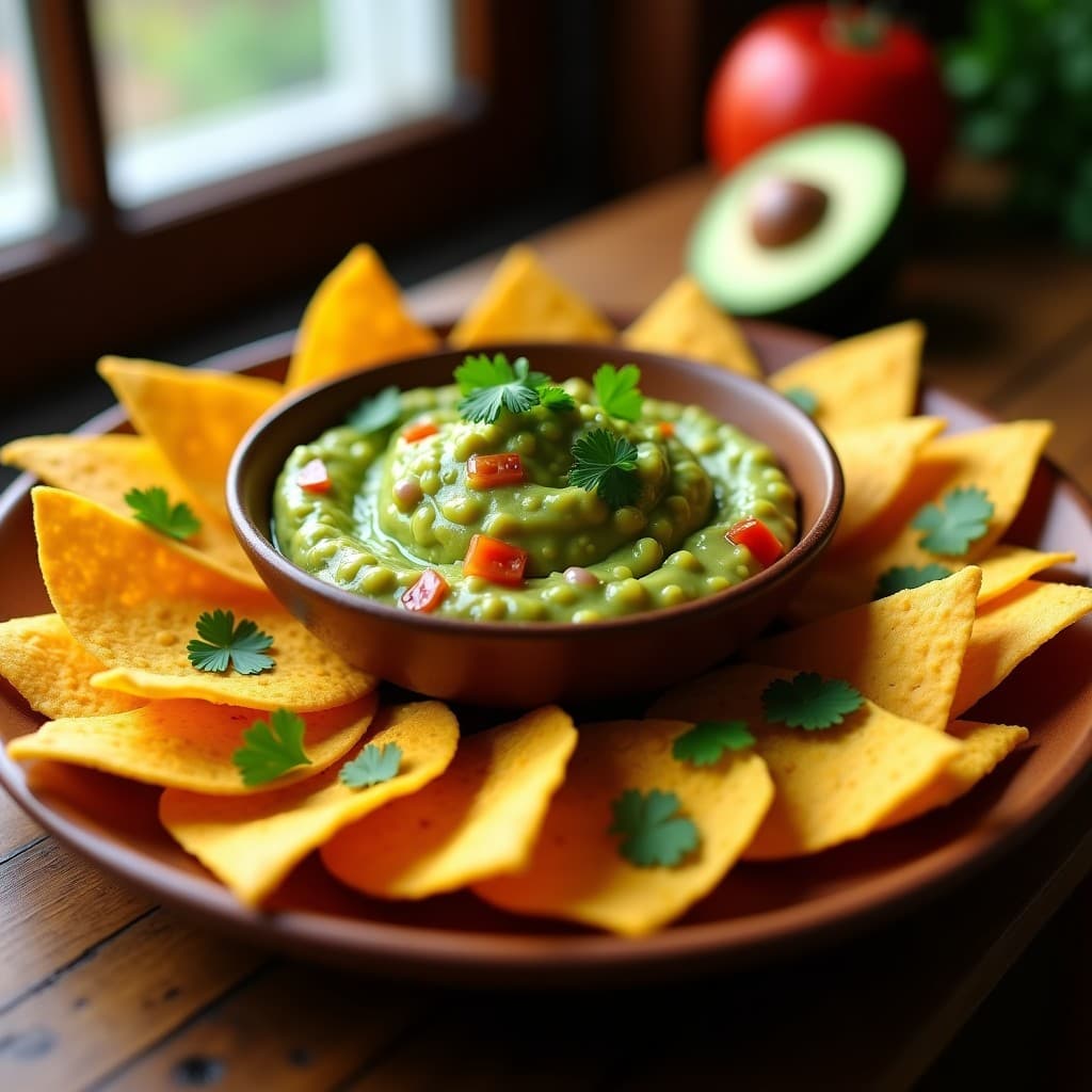 Nachos de boniato al horno con guacamole fresco y cilantro, una receta saludable y fácil de preparar