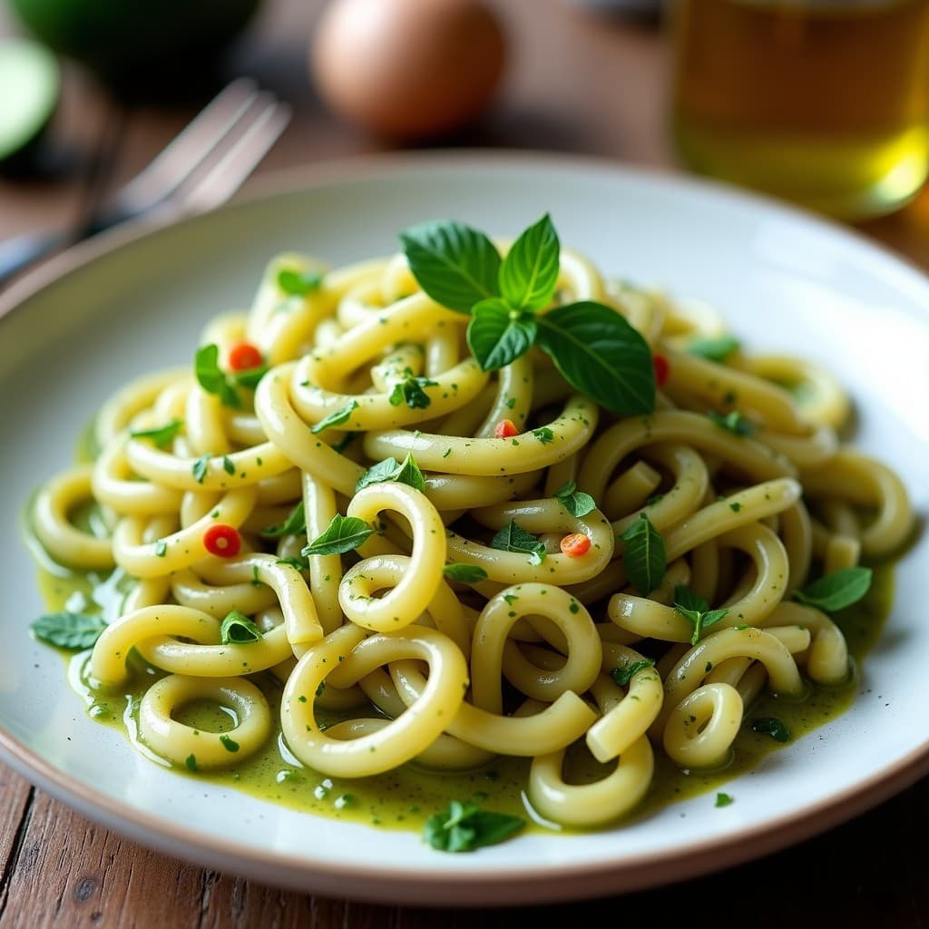 Pasta integral con pesto de aguacate y nueces, receta saludable y cremosa