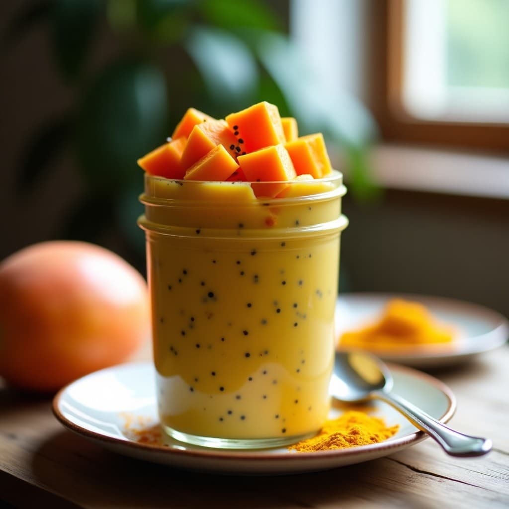 Pudin antiinflamatorio para colon irritable con papaya y chía, lista para comer