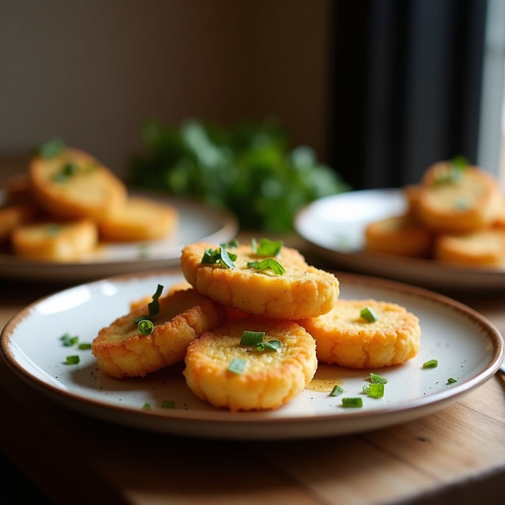 Albóndigas doradas de pavo y calabacín al limón dispuestas en un plato blanco, con rodajas de limón y perejil fresco como decoración. Receta baja en calorías y cocinada en airfryer.