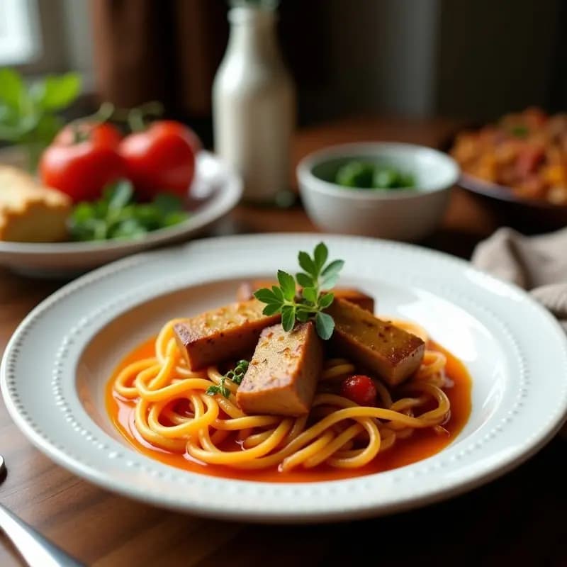 Cazuela de barro humeante con alubias de Tolosa cremosas, trozos de chorizo, panceta y morcilla de cebolla, rodeada de pan rústico. Receta tradicional vasca de feriados.