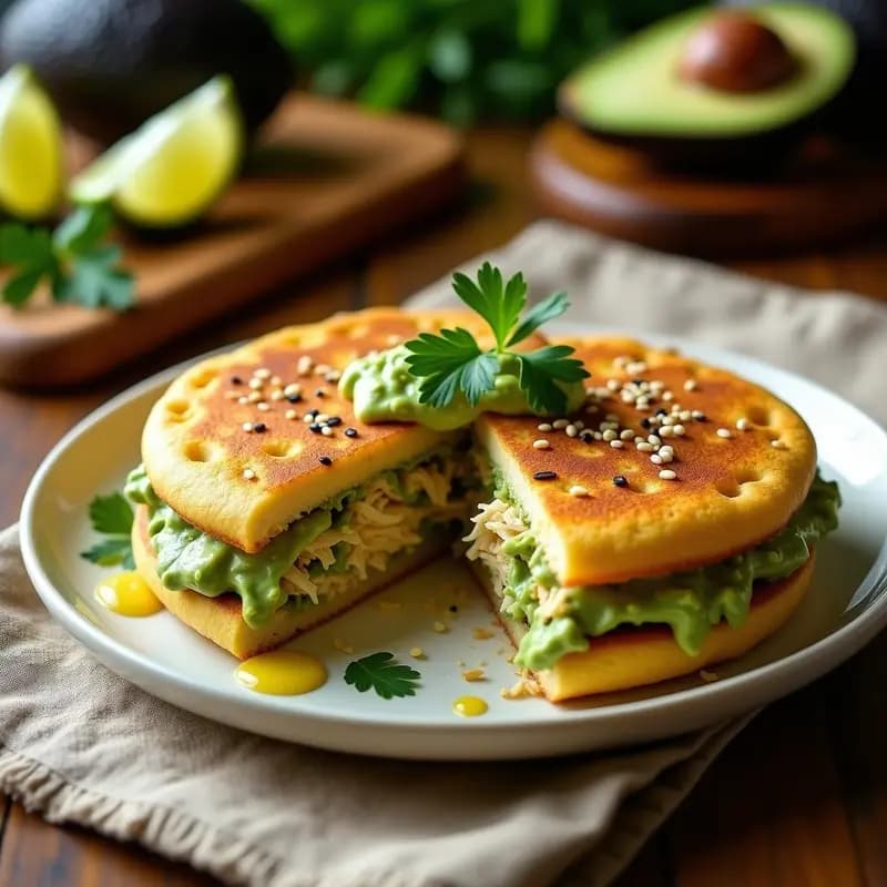 Arepa de Chía Rellena de Guasacaca y Pollo Desmenuzado: Receta Venezolana Alta en Omega-3