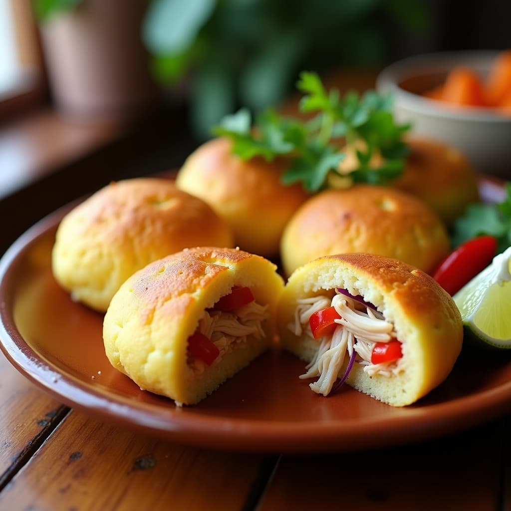 Arepas de Yuca Rellenas de Pollo Desmenuzado: Receta Colombiana en Olla Lenta con Toque Crujiente