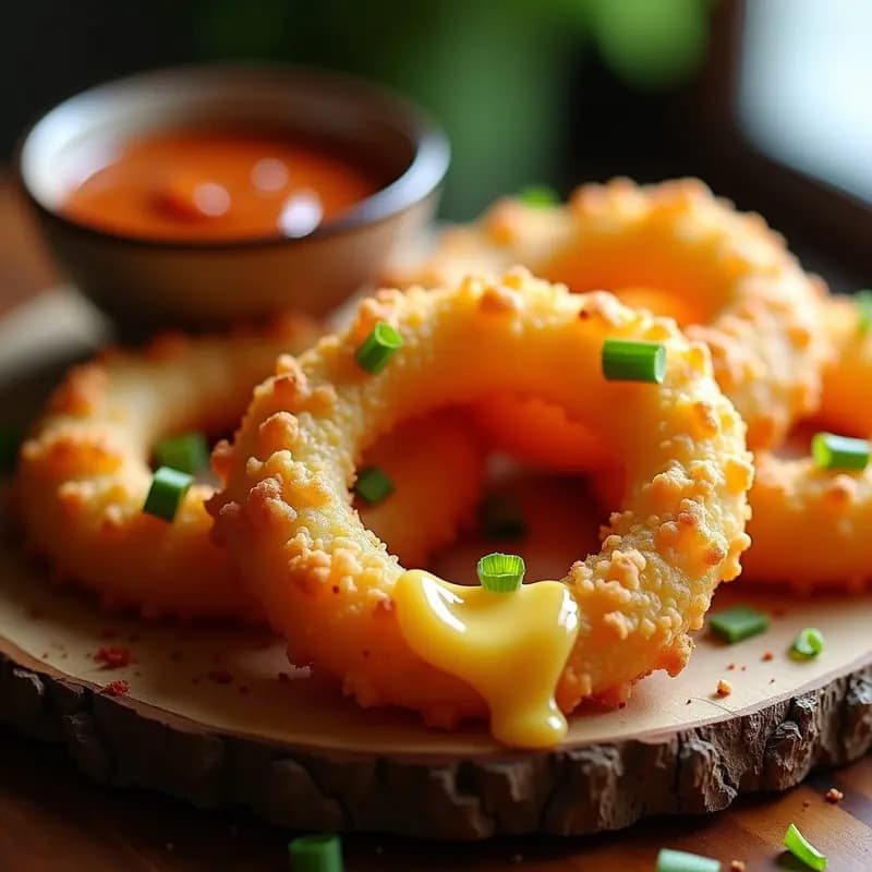 Aros de Cebolla Gigantes con Queso Líquido y Salsa Chipotle: Receta Crujiente en Airfryer