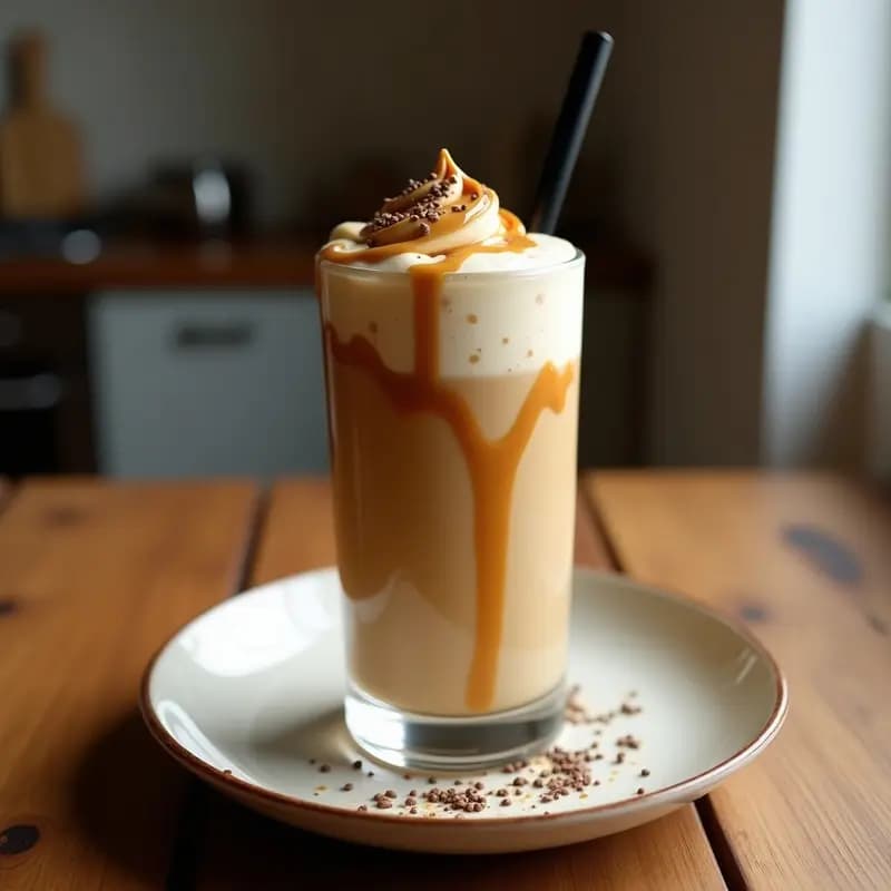 Batido de Avena y Café con Topping de Crema de Cacahuete: Bebida Energética