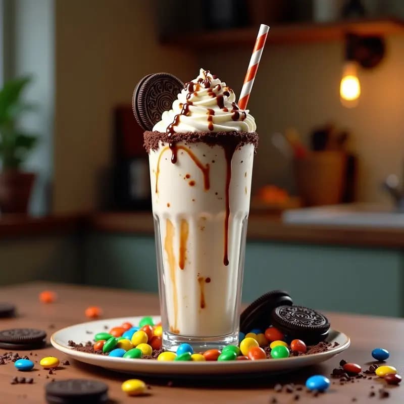 Batido Monster Cookie: Galletas Oreos, M&M’s y Helado de Vainilla en un Solo Vaso