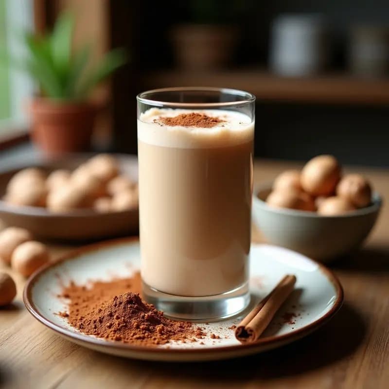 Bebida de chufa y cacao con especias de canela: Horchata valenciana energética keto