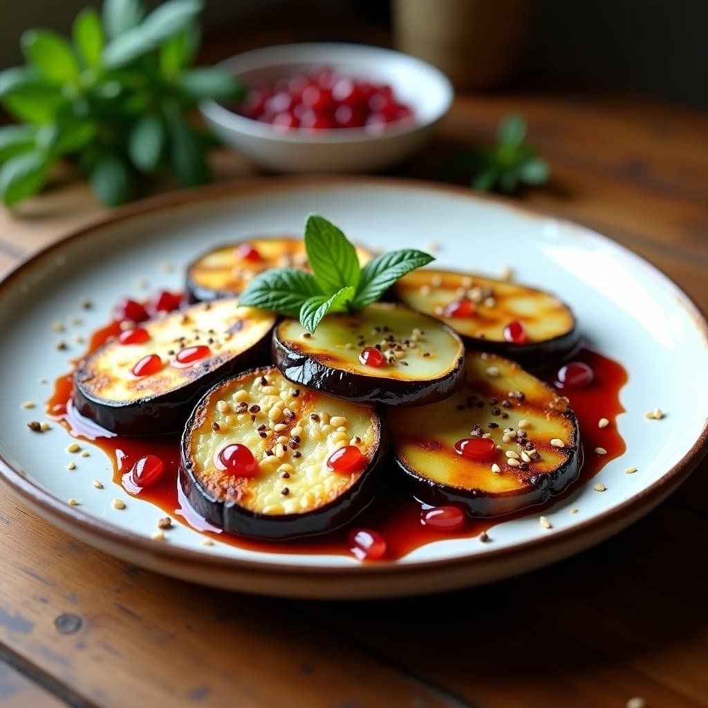 Berenjenas al Horno con Miel de Granada y Queso Halloumi: Receta Mediterránea en 25 Minutos