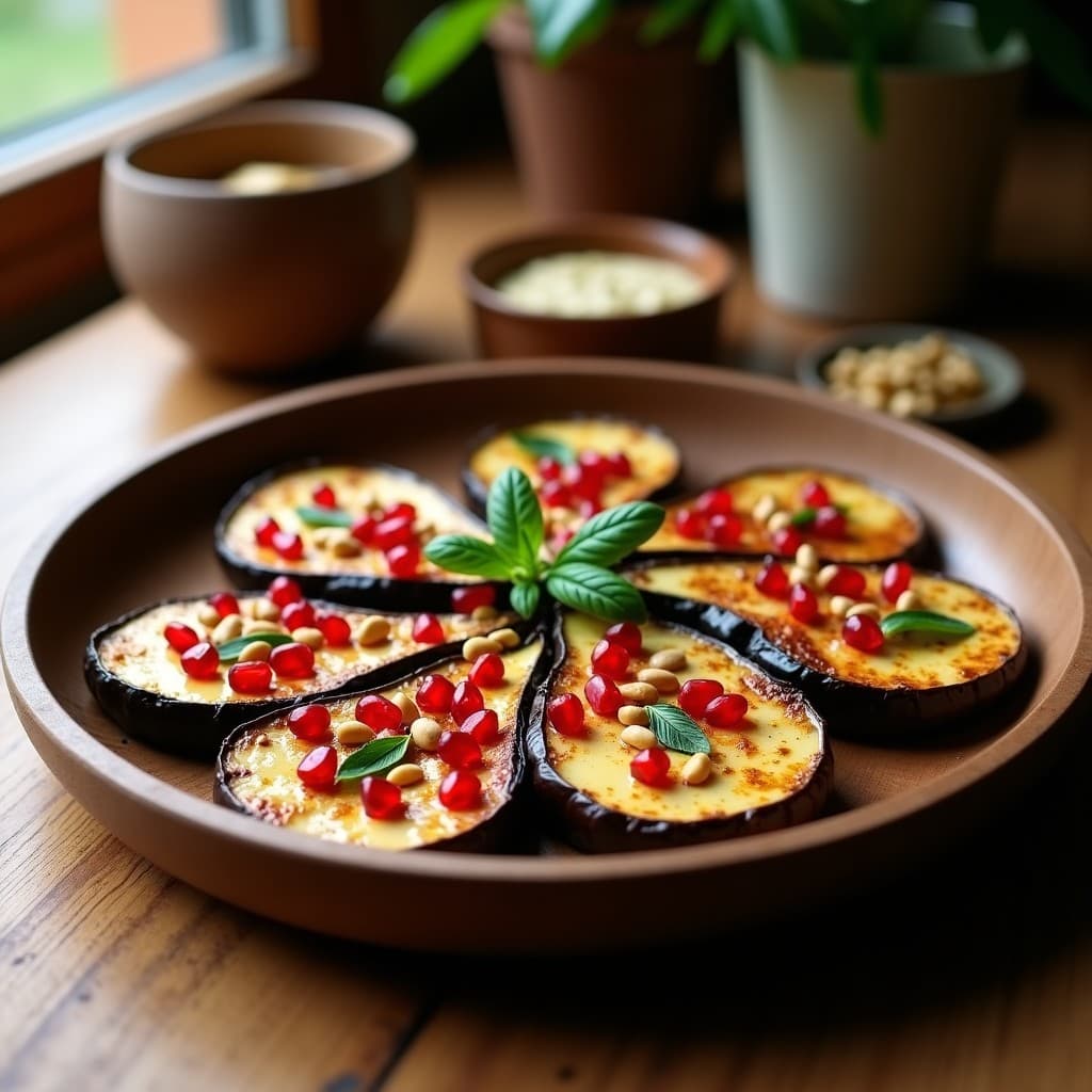 Berenjenas al Horno con Tahini y Granada: Receta Vegana de Oriente Medio en 30 Minutos