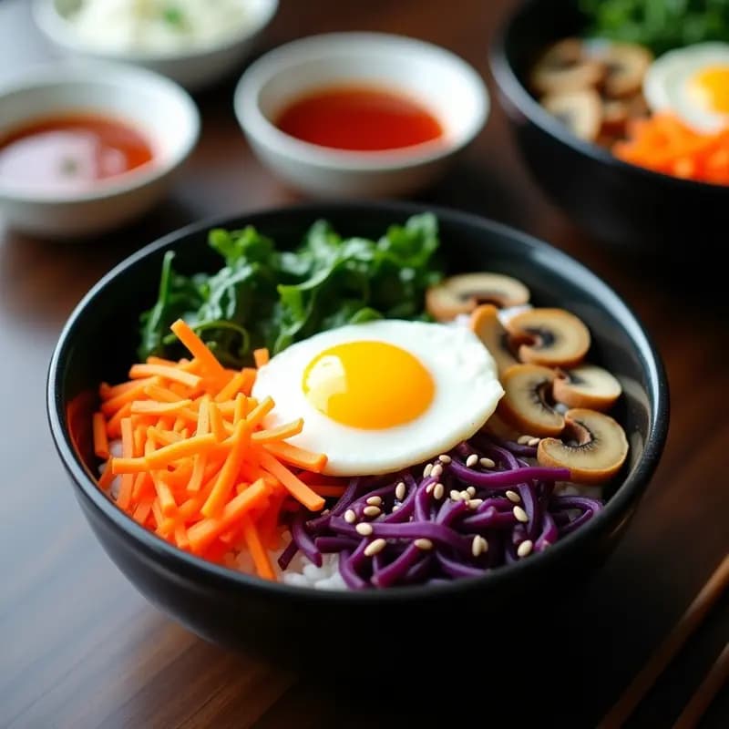 Bibimbap Coreano con Arroz, Verduras y Huevo: Receta en Bowl en 25 Minutos