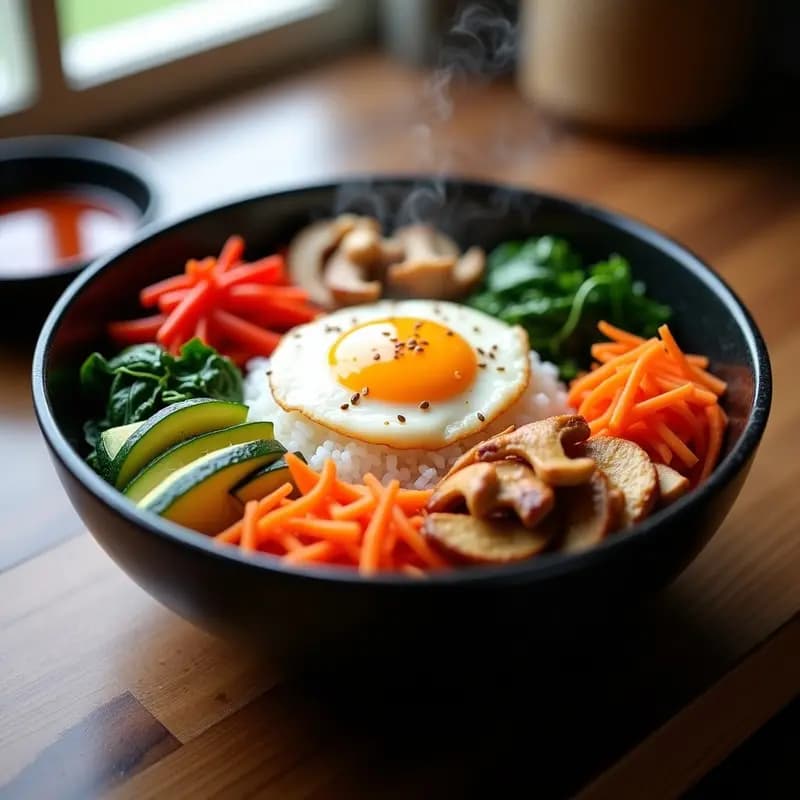 Bimbimbap Coreano con Gochujang y Huevo Frito: Receta en Olla Rápida