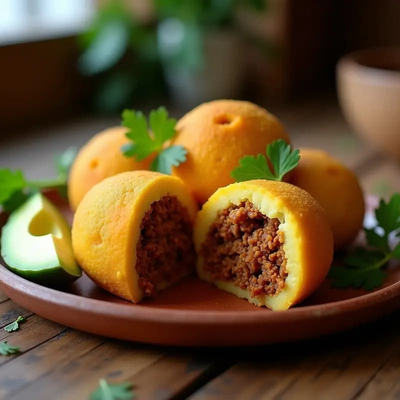 Boli de yuca rellena de carne de jackfruit, receta venezolana vegana y sin gluten, envueltos en hoja de plátano y horneados, con un dorado ligero en la superficie.