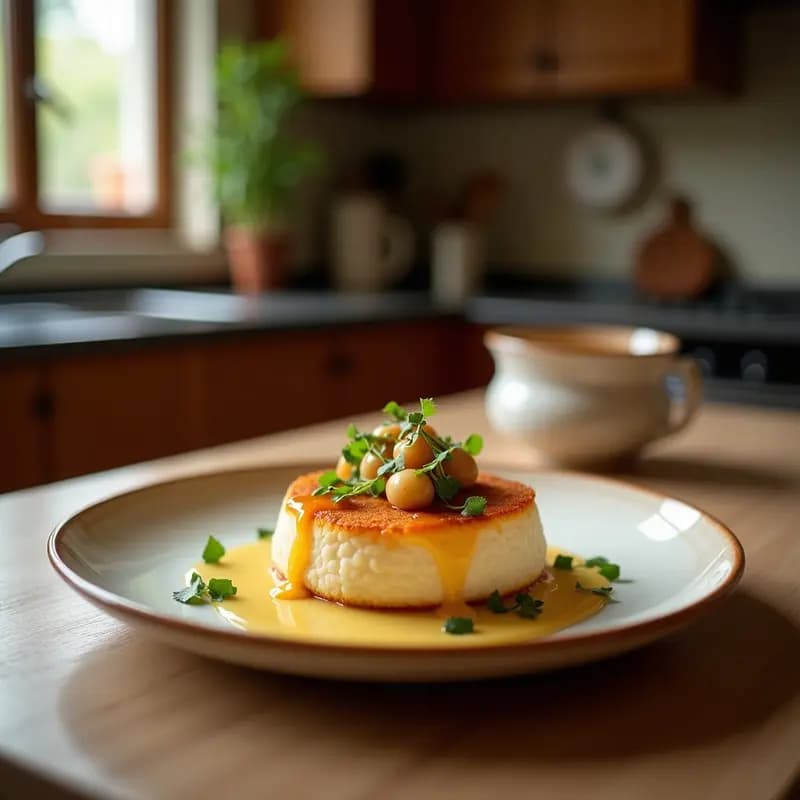 Bollo de canela dorado y crujiente relleno de crema de galletas Oreos, bañado en salsa de caramelo líquido brillante, servido en plato rústico con trozos de Oreos espolvoreados.