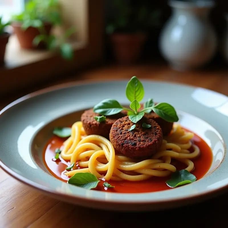 Bowl colorido con base de lechuga fresca, cubos de batata morada asada dorada, falafel de remolacha crujientes y dorados, tomate cherry y pepino en rodajas, coronado con salsa cremosa de tahini de ajonjolí negro y semillas negras. Receta vegana y antioxidante lista para servir.