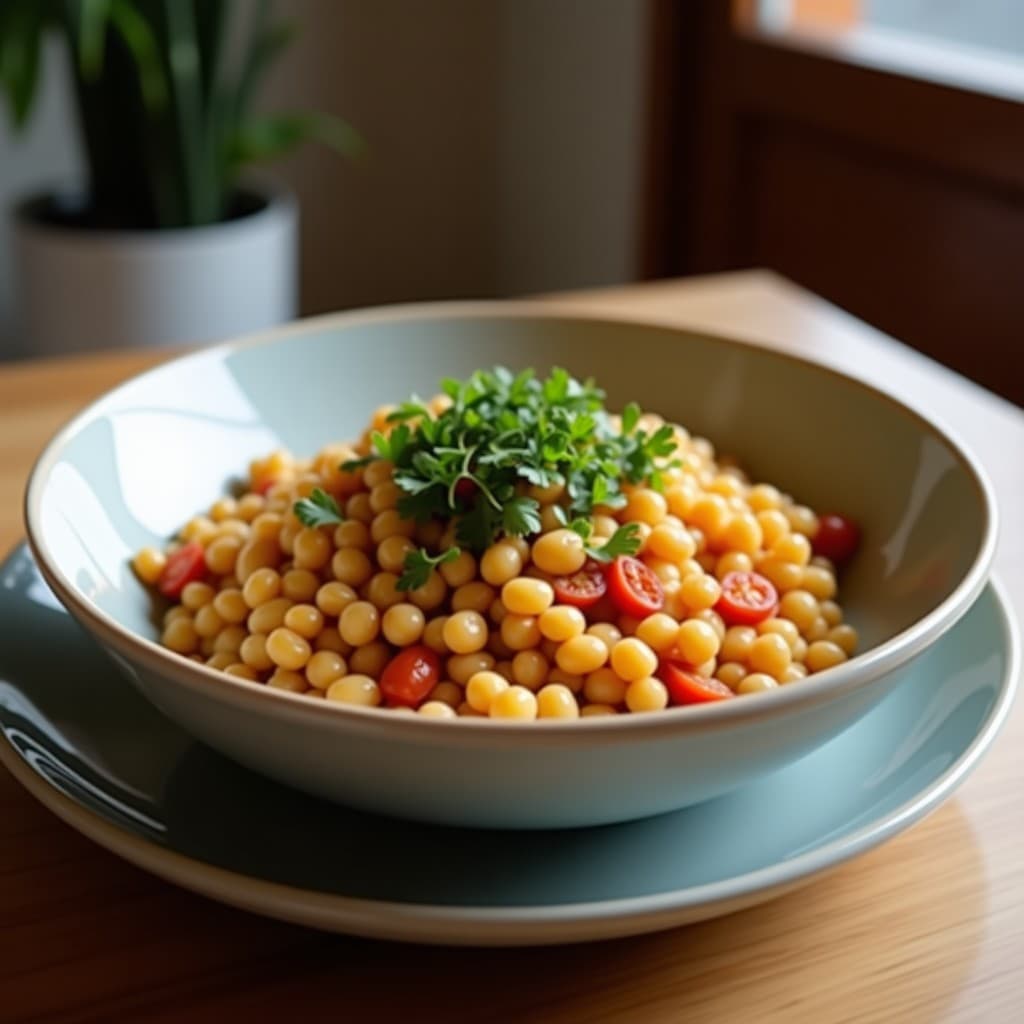 Bowl vegano tailandés con frijoles mung germinados, espárragos trigueros salteados, zanahoria morada, pimiento rojo y aderezo de tamari. Decorado con sésamo tostado, semillas de lino, brotes de rábano y cebollino fresco.