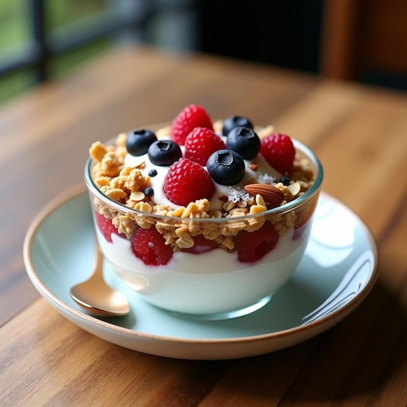 Bowl de Yogur Griego con Granola de Pepitas y Frutos Rojos: Desayuno Alta Proteína