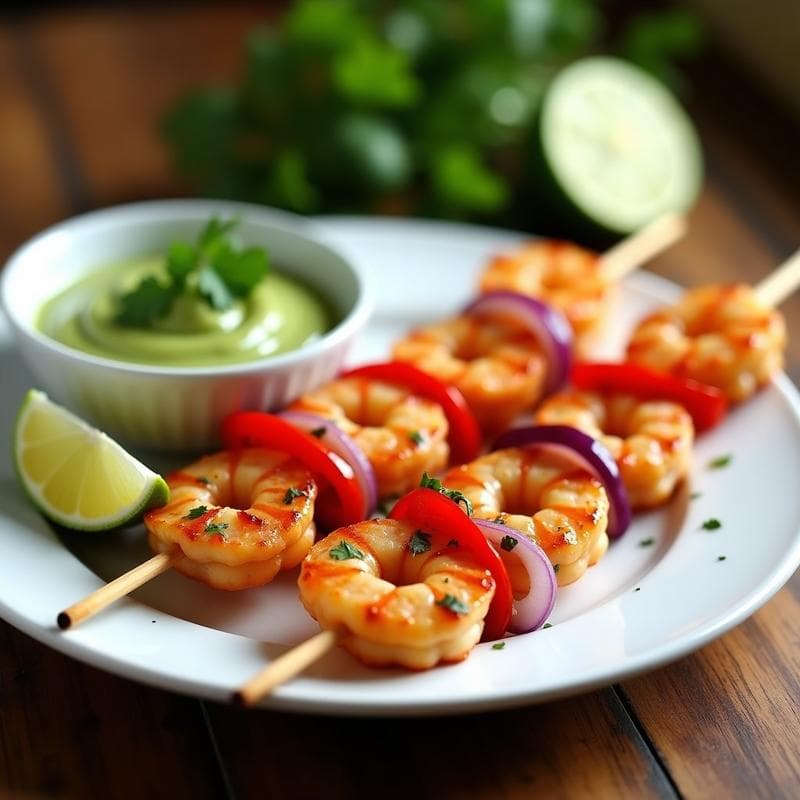 Brochetas de Gamberones con Mojo de Cilantro y Lima: Receta en Airfryer con Toque Caribeño