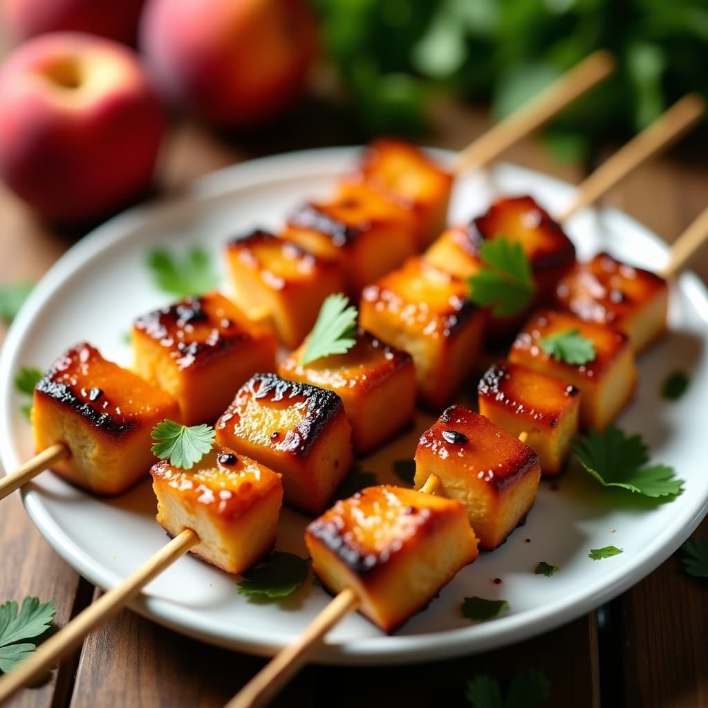 Brochetas de Pollo y Durazno con Glaseado de Miel y Mostaza: Receta en Airfryer Dulce-Salada