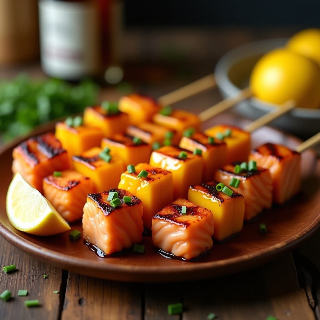 Brochetas de Salmón y Mango con Glaseado de Arce: Receta Fusion en Airfryer