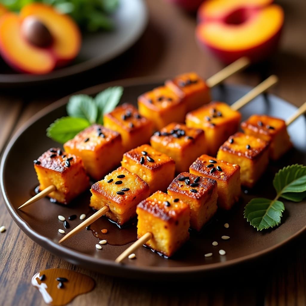 Brochetas de Tempeh Marinado y Melocotón: Receta Dulce-Salada en Airfryer