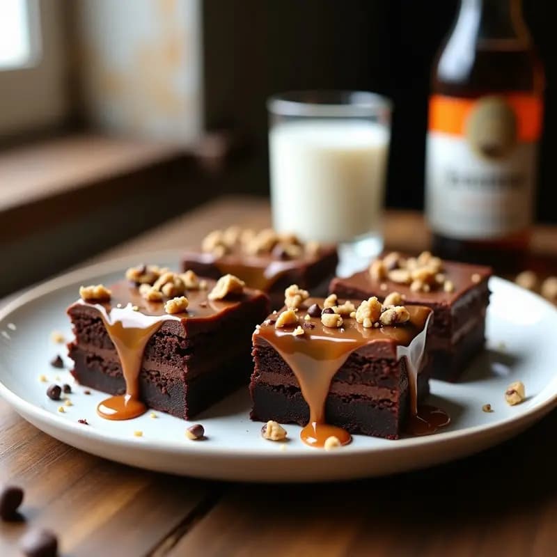 Brownies Triples con Capas de Chocolate, Cookies y Carmelo Salado: Postre para Días de Indulgencia Total