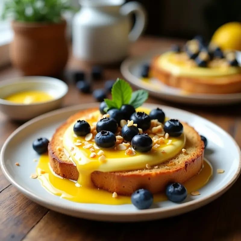 Brunches de Pan Brioche con Crema de Limón y Arándanos: Receta Francesa Dulce para Compartir