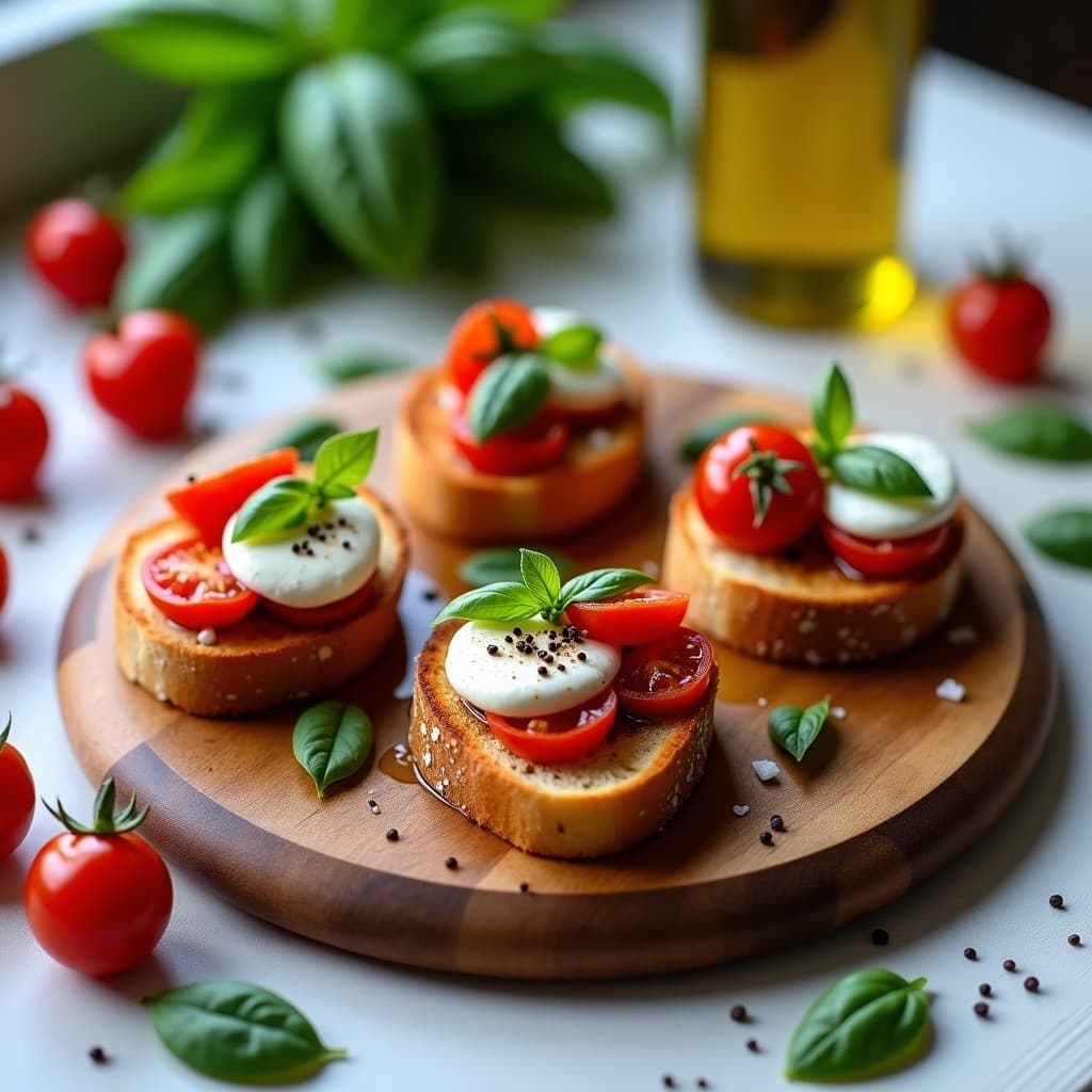 Bruschettas de Tomate, Albahaca y Queso Burrata: Receta Italiana en 10 Minutos