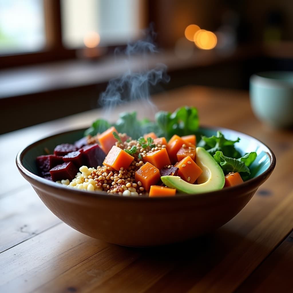 Buddha Bowl de Trigo Sarraceno y Raíces Asadas con Aderezo de Tamari: Receta Invernal