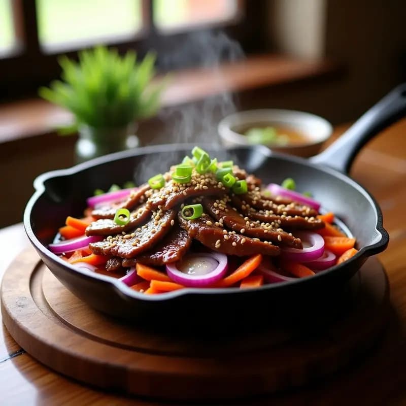 Bulgogi Coreano de Ternera Marinada: Receta Dulce y Salada en Sartén