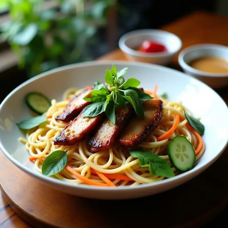 Bun Cham Vietnamita con Cerdo y Fideos de Arroz: Receta Fresca y Aromática